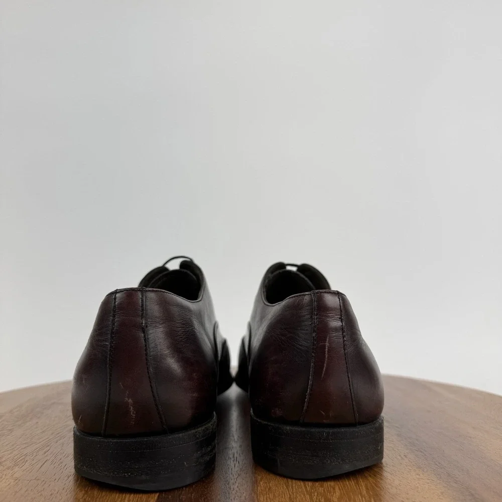 Mens Jil Sander Red Perforated Leather‎ Wingtip Cap Toe Dress Oxfords Size 8.5 D